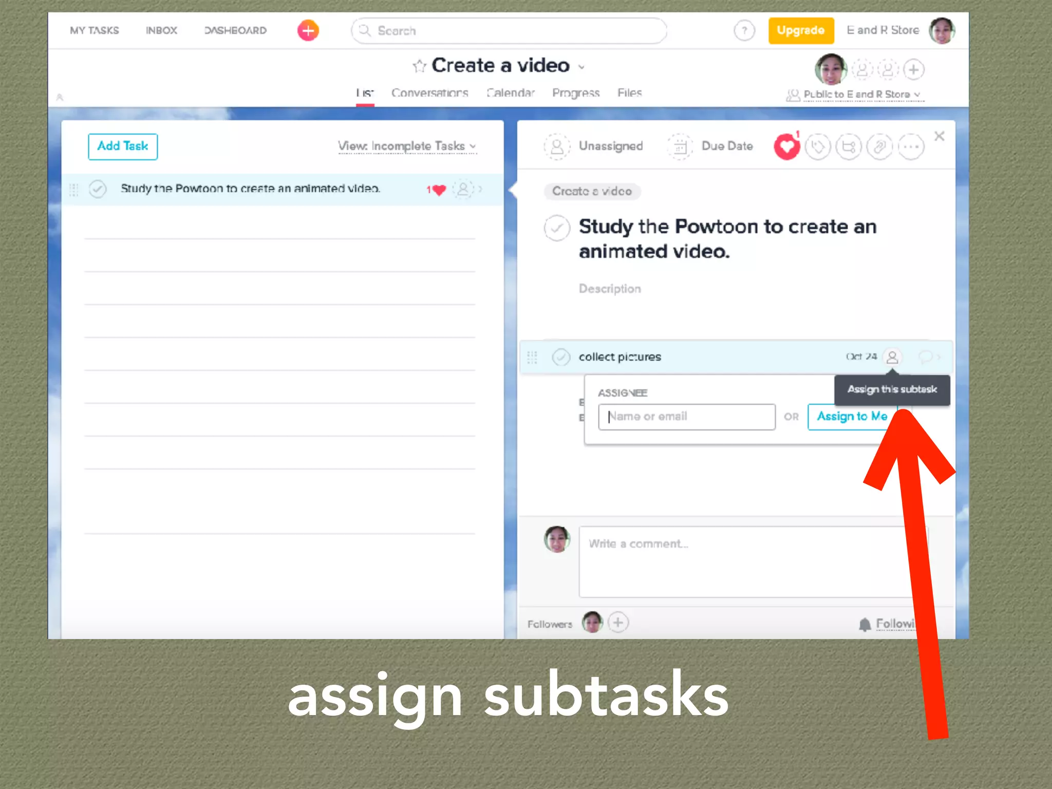 assign subtasks
 