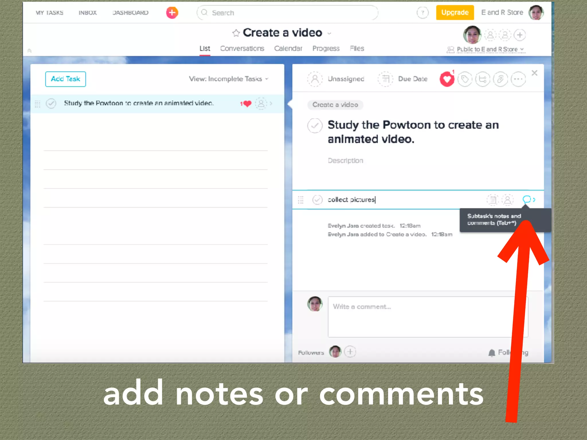 add notes or comments
 