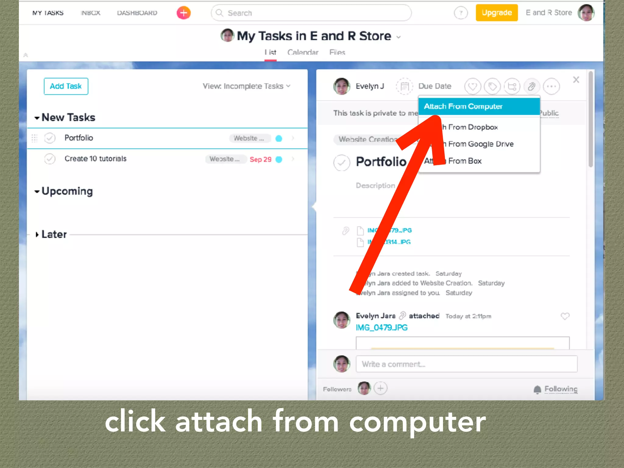click attach from computer
 