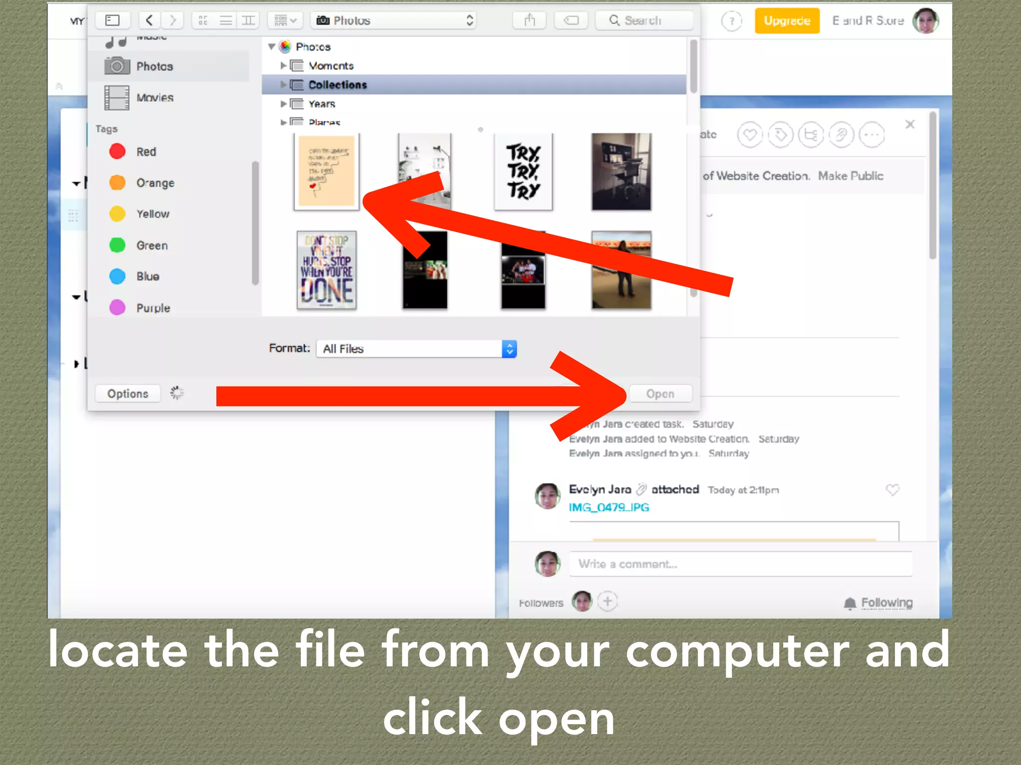 locate the ﬁle from your computer and
click open
 