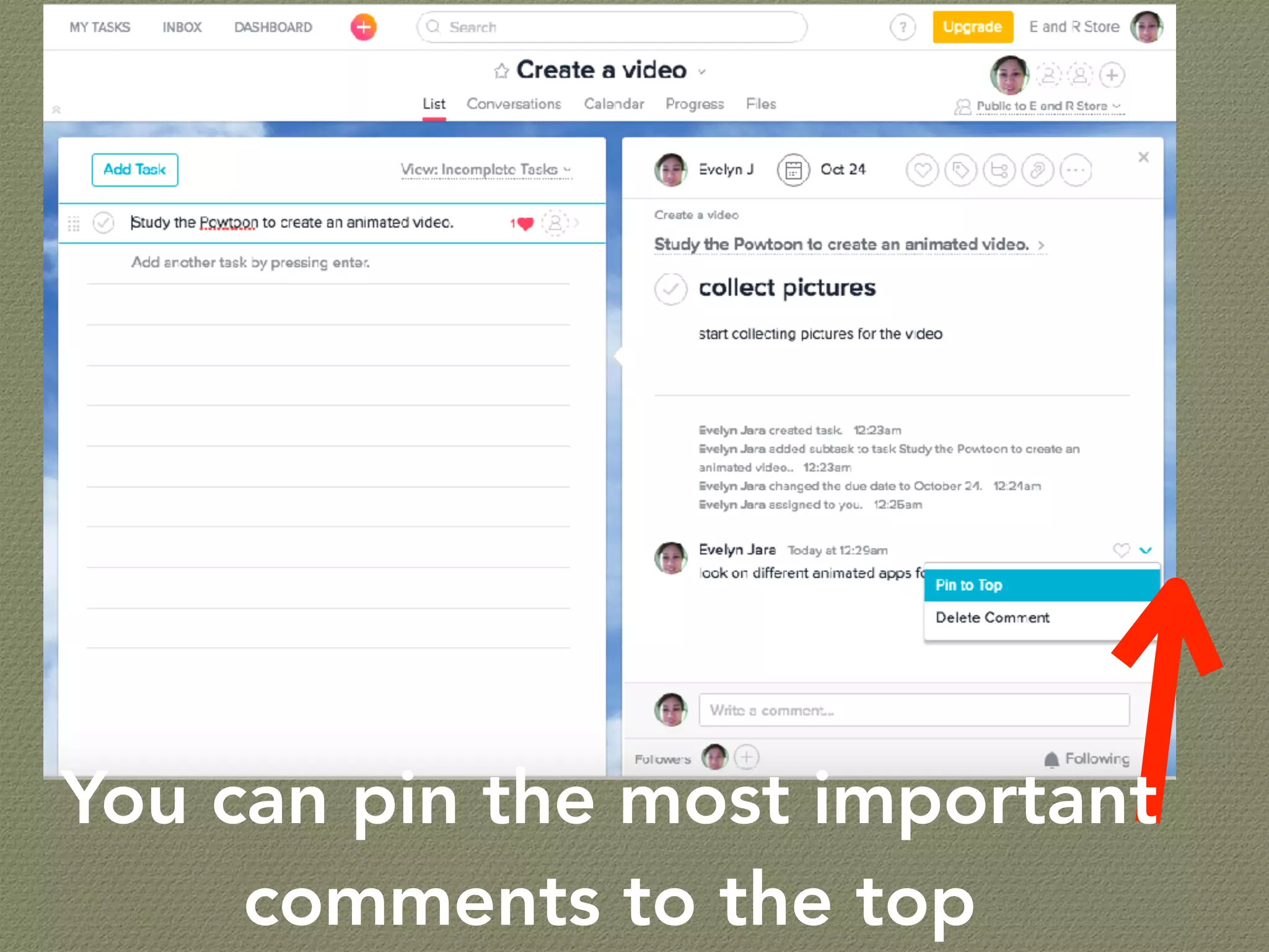 You can pin the most important
comments to the top
 