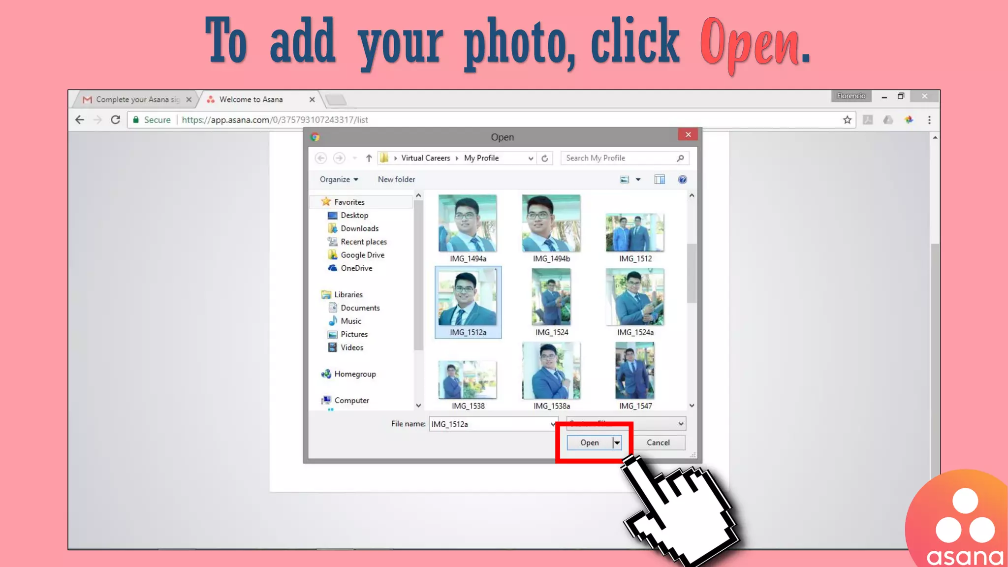 To add your photo, click .
 