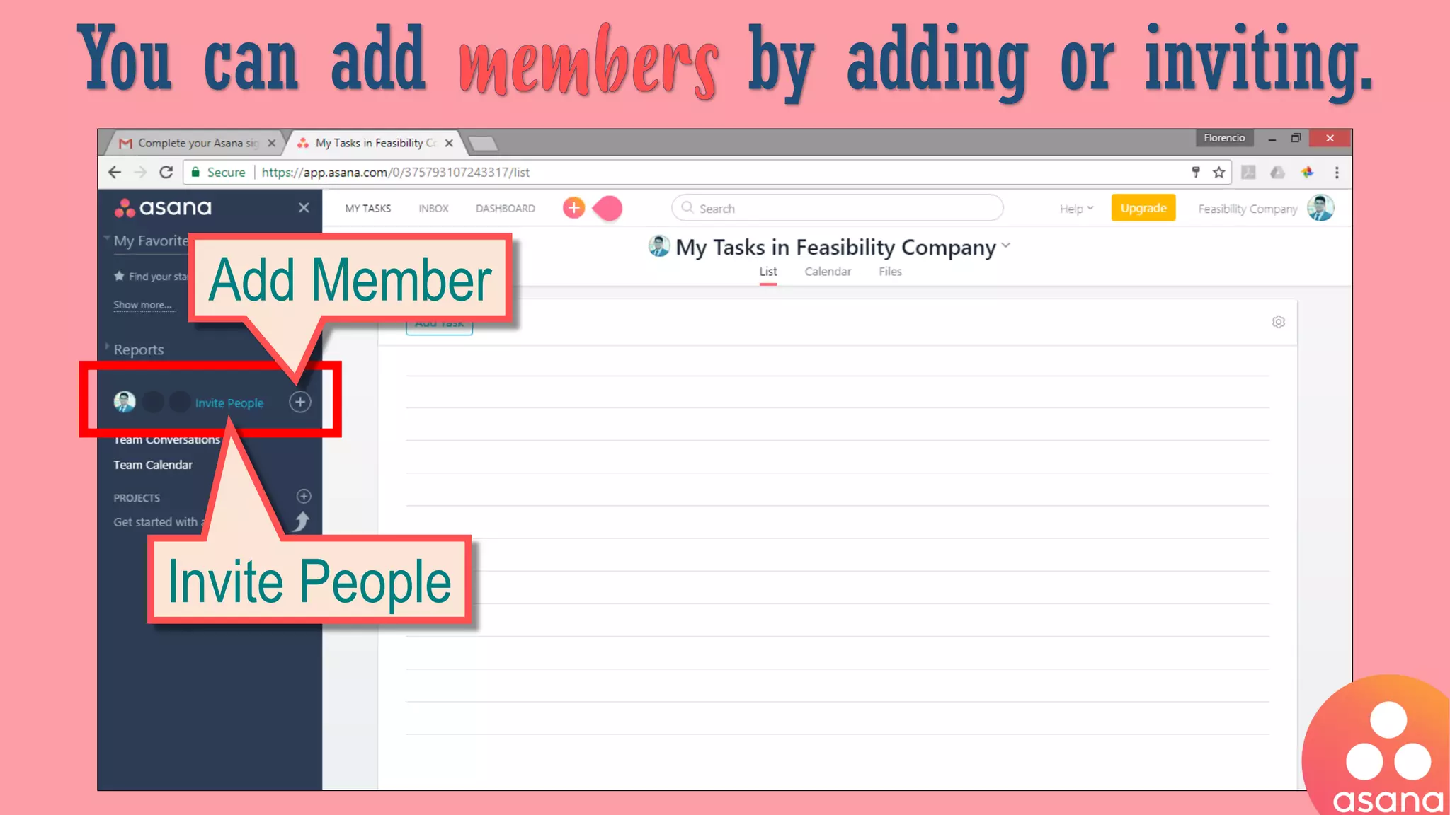 You can add by adding or inviting.
Invite People
Add Member
 