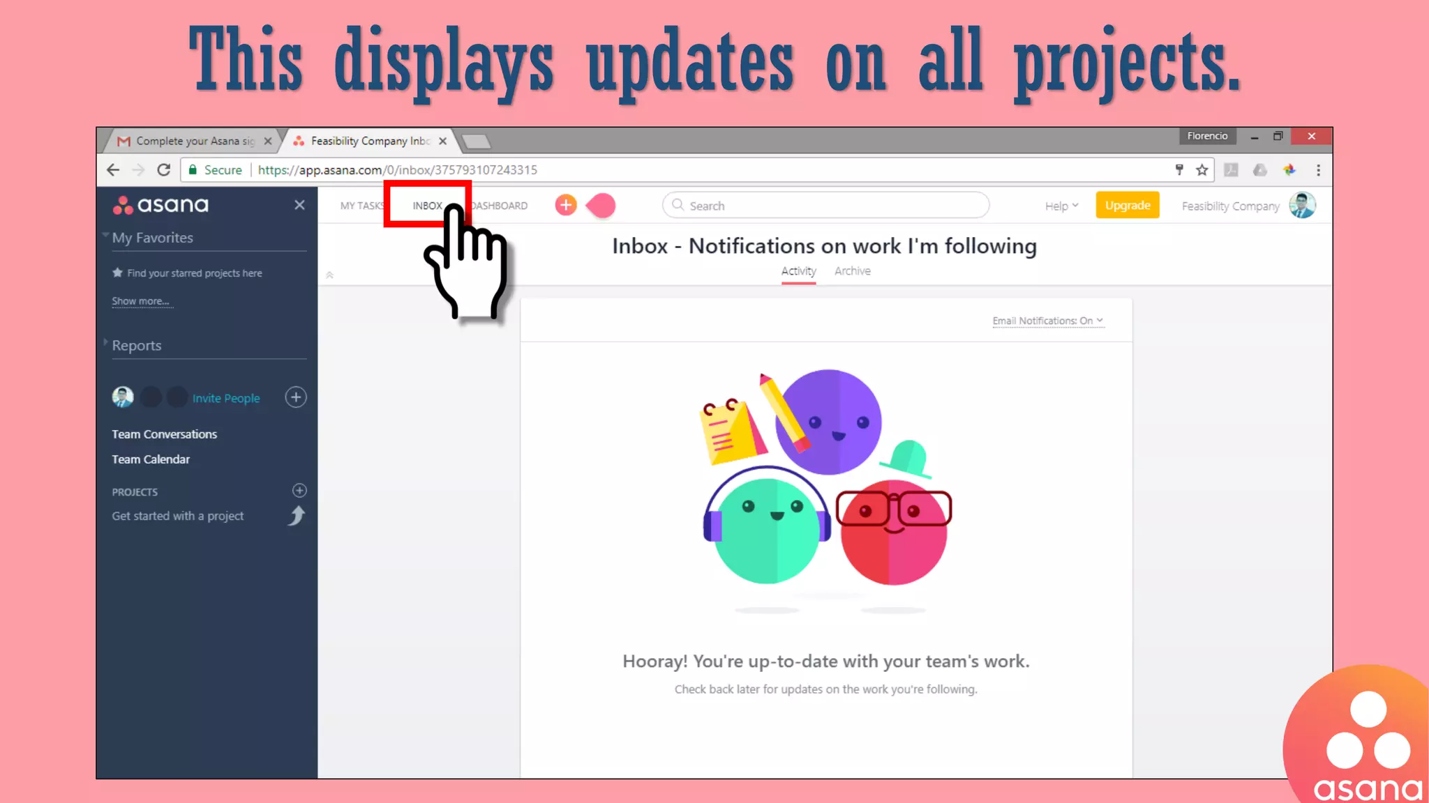This displays updates on all projects.
 