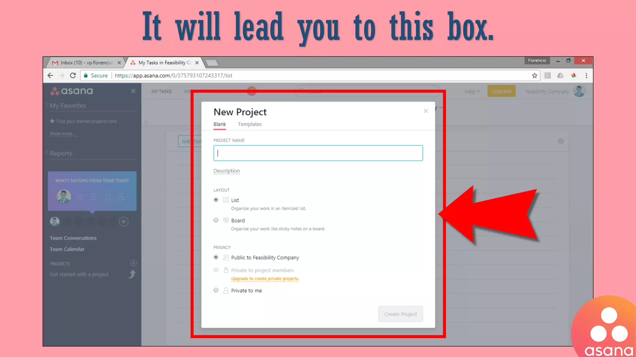 It will lead you to this box.
 