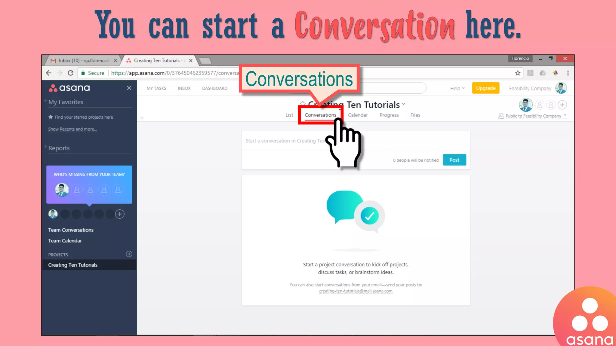 You can start a here.
Conversations
 