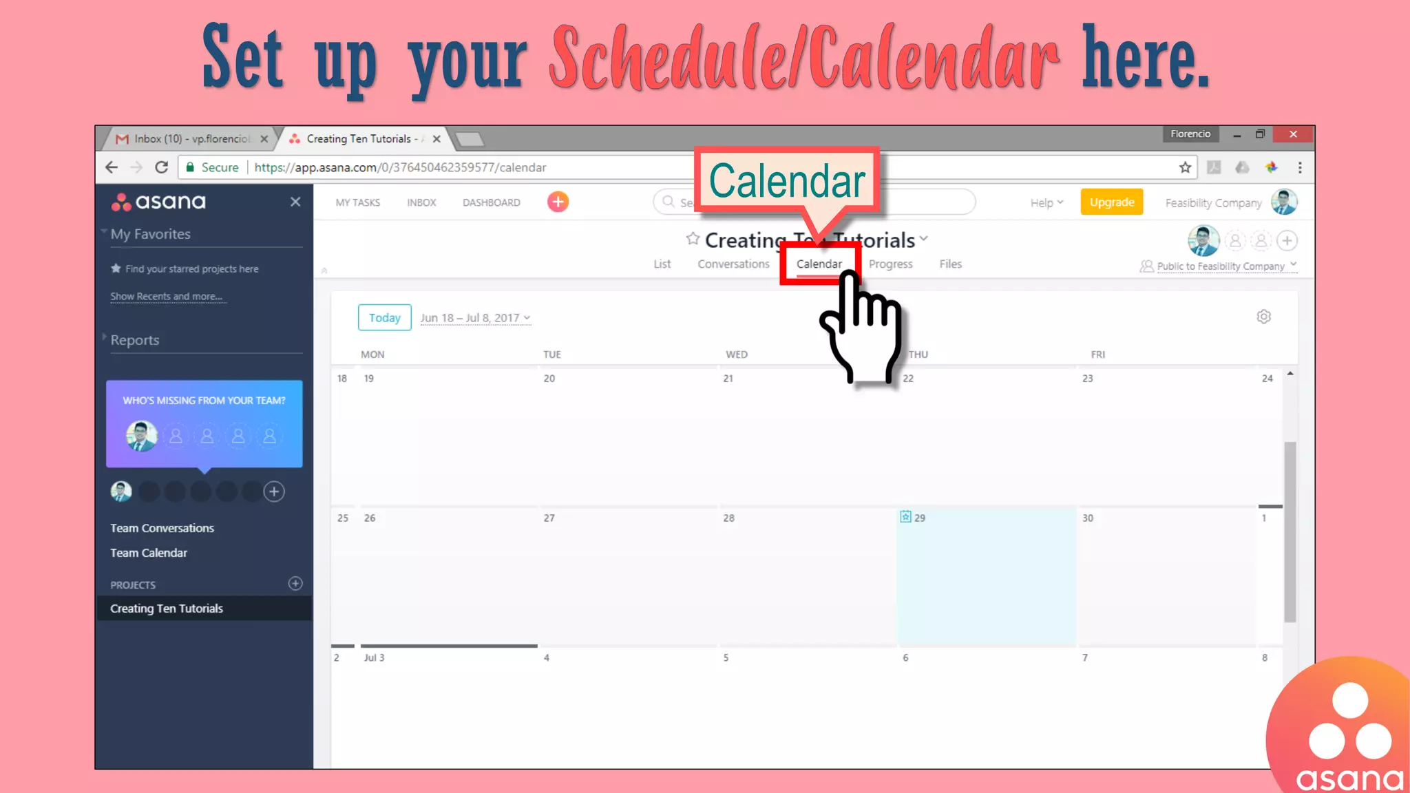 Set up your here.
Calendar
 
