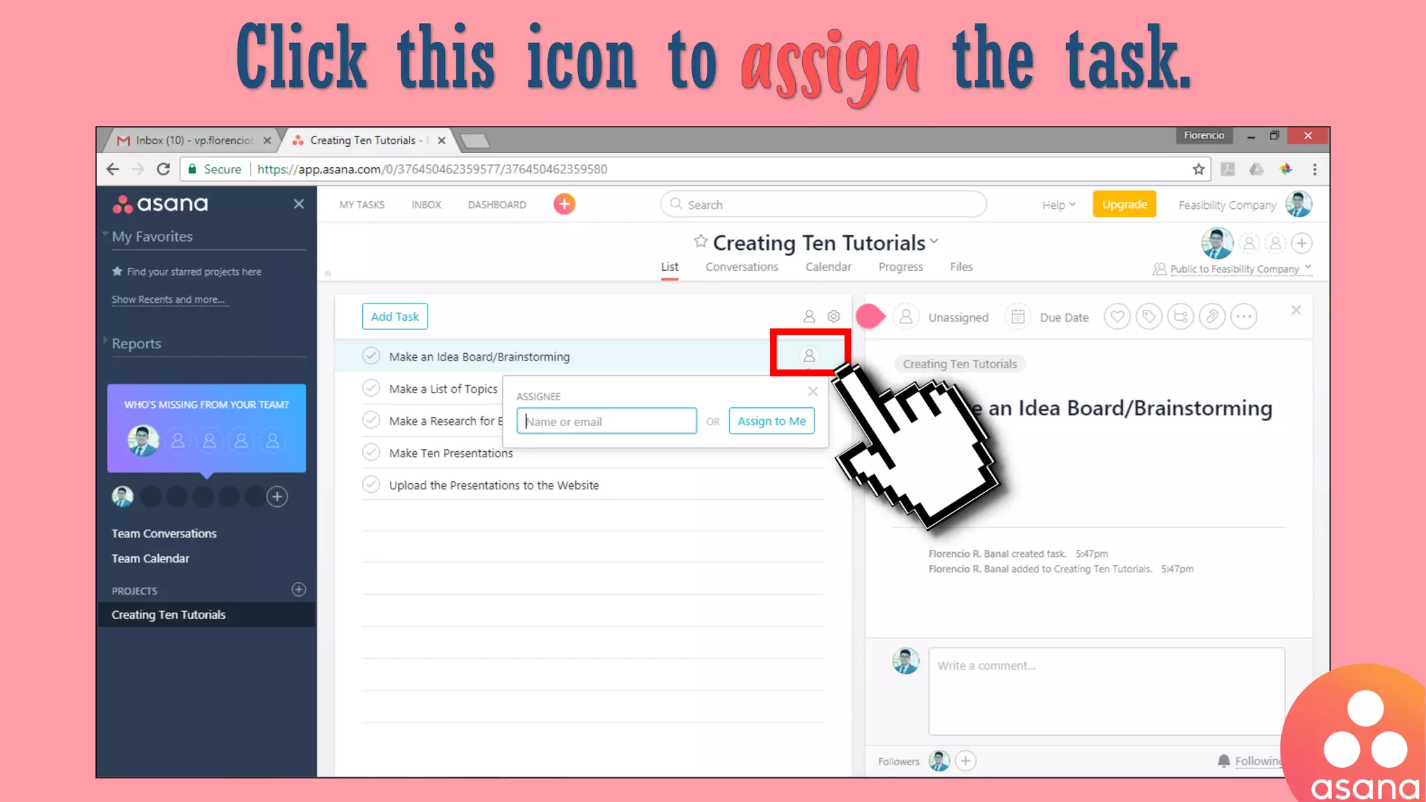 Click this icon to the task.
 