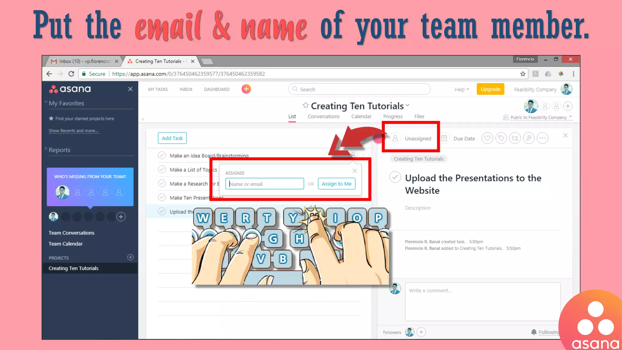 Put the of your team member.
 