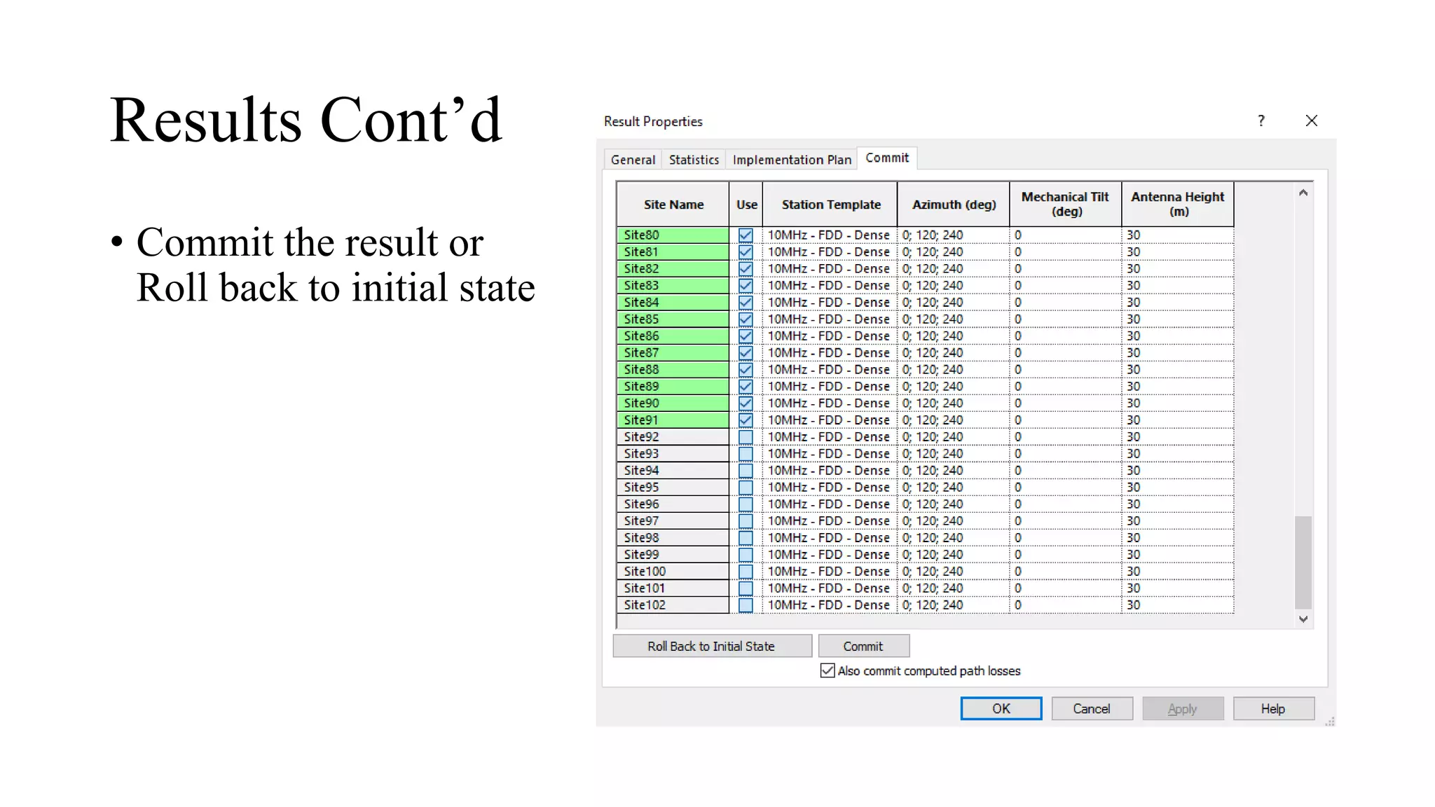 Results Cont’d
• Commit the result or
Roll back to initial state