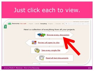 Just click each to view.
@2014 Nimfa V. Maniscan - How to Use Basecamp 101
 