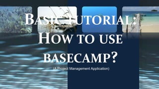 BASIC TUTORIAL:
HOW TO USE
BASECAMP?(A Project Management Application)
 