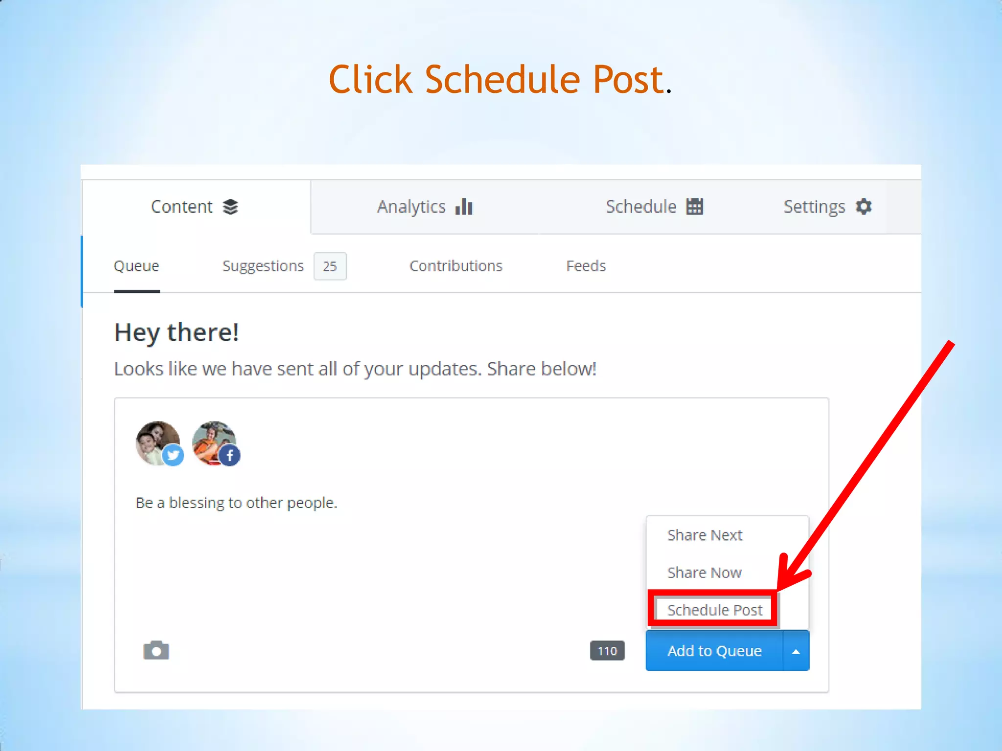 Click Schedule Post.
 