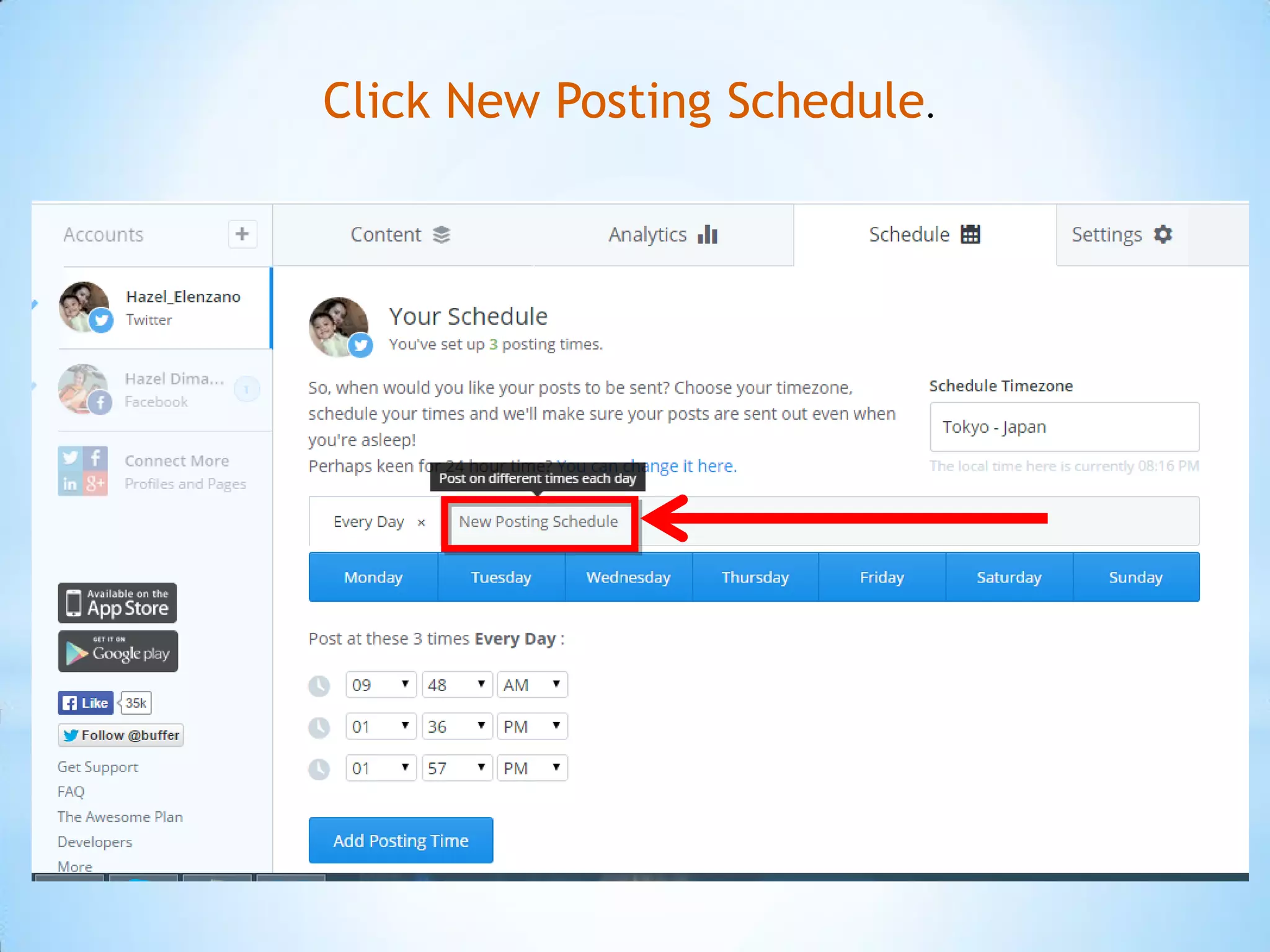 Click New Posting Schedule.
 