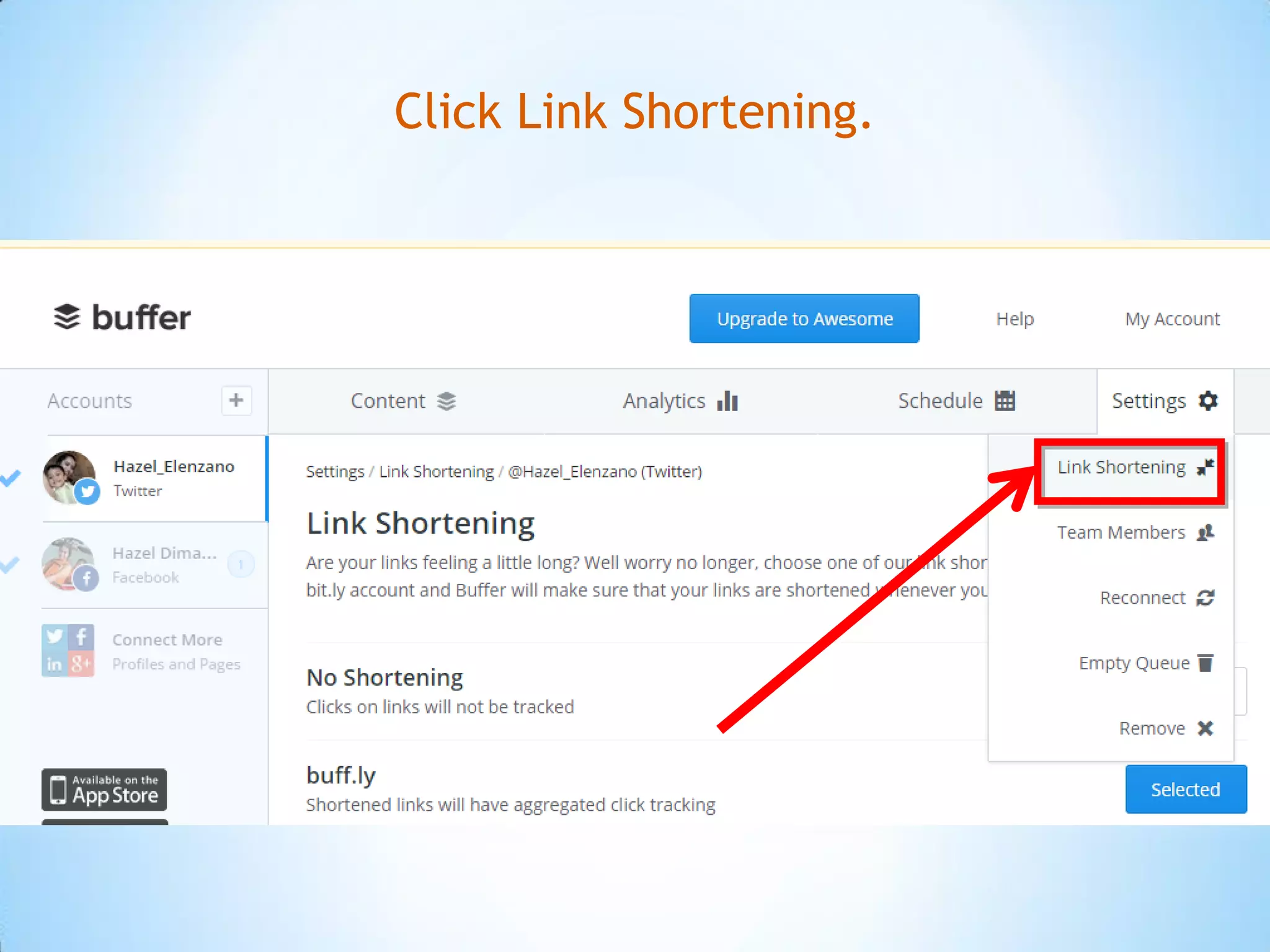 Click Link Shortening.
 