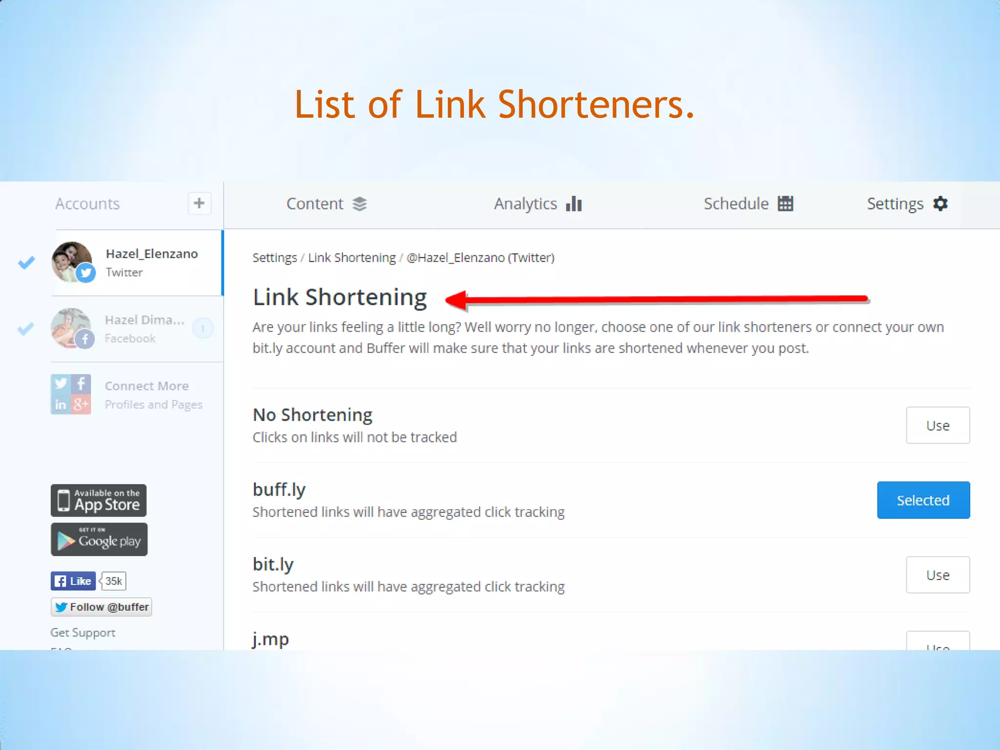 List of Link Shorteners.
 