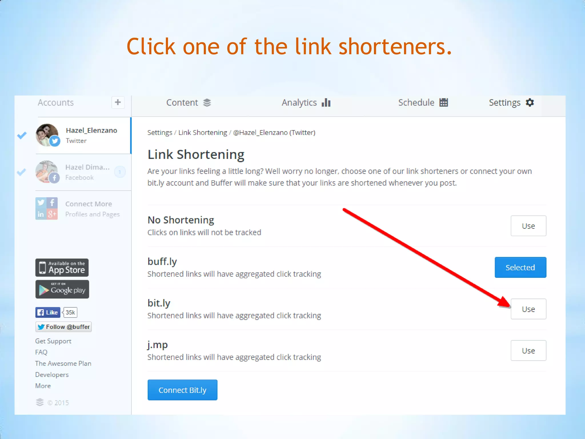 Click one of the link shorteners.
 