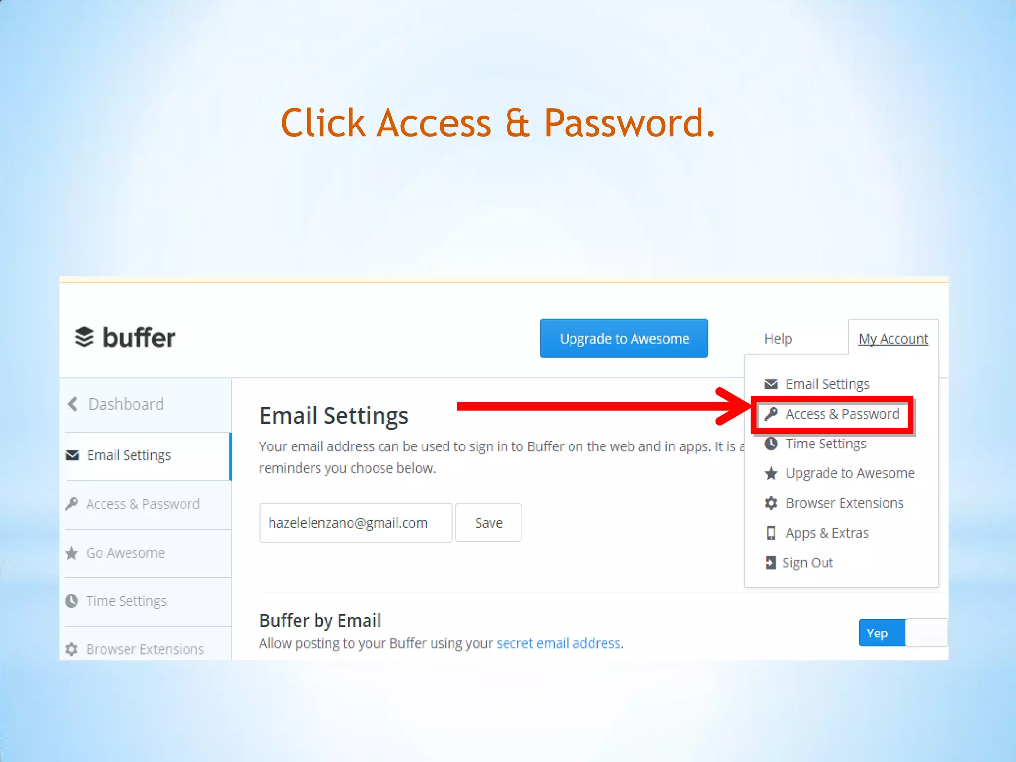Click Access & Password.
 