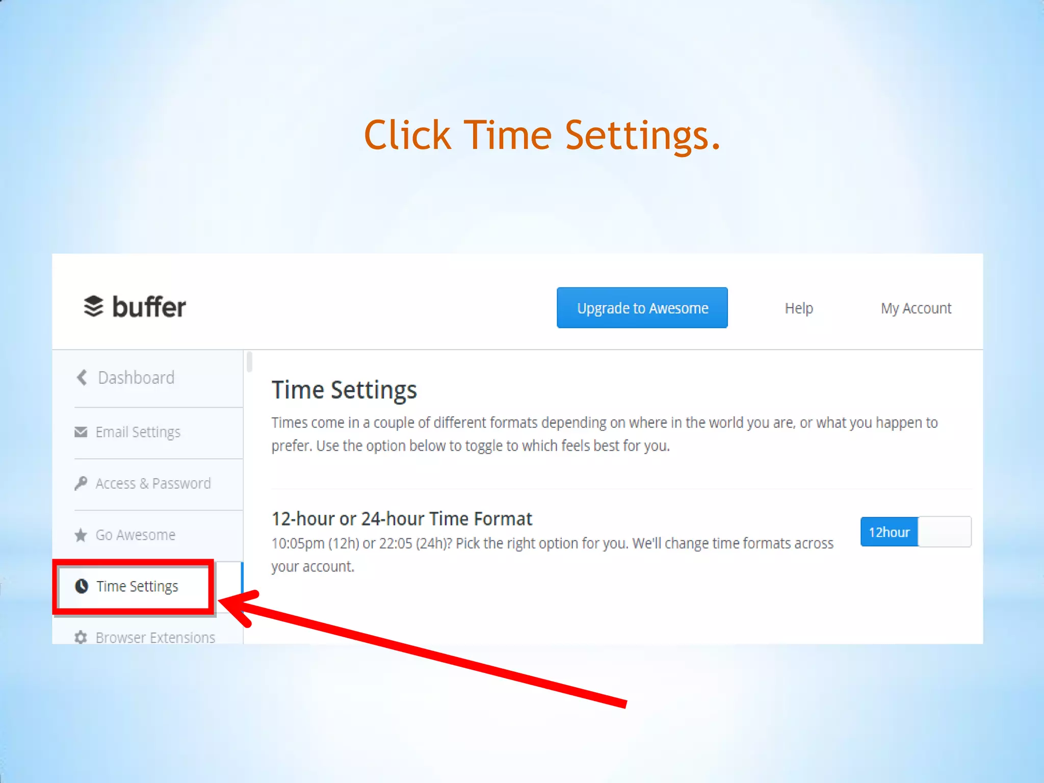 Click Time Settings.
 