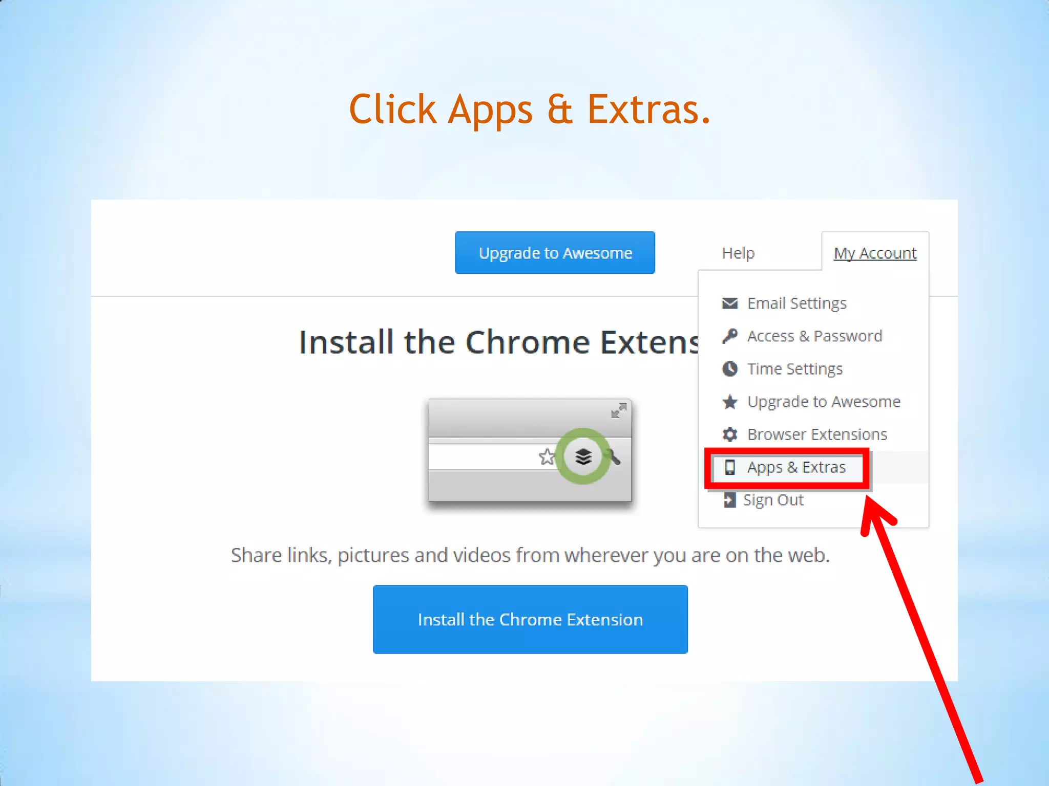 Click Apps & Extras.
 