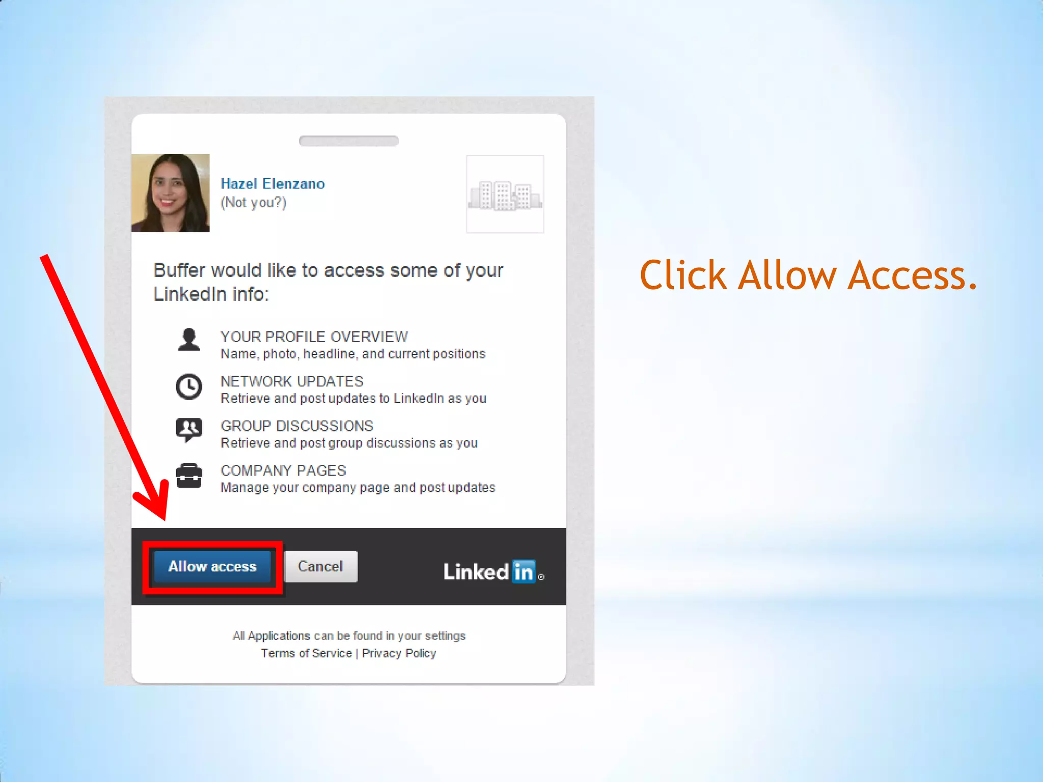 Click Allow Access.
 