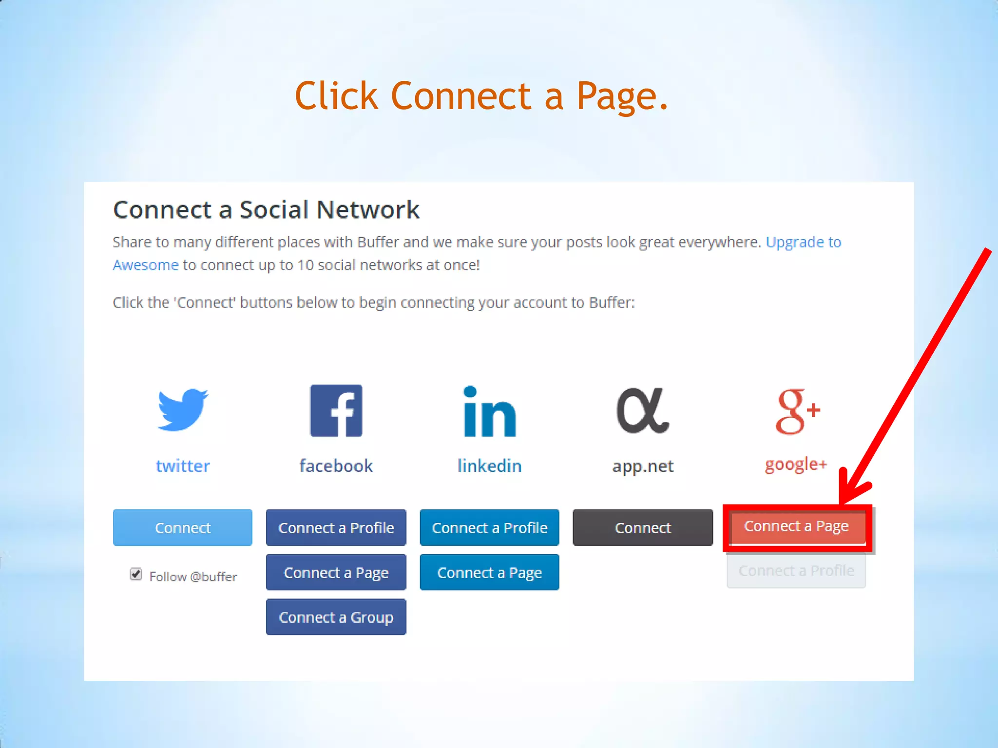 Click Connect a Page.
 