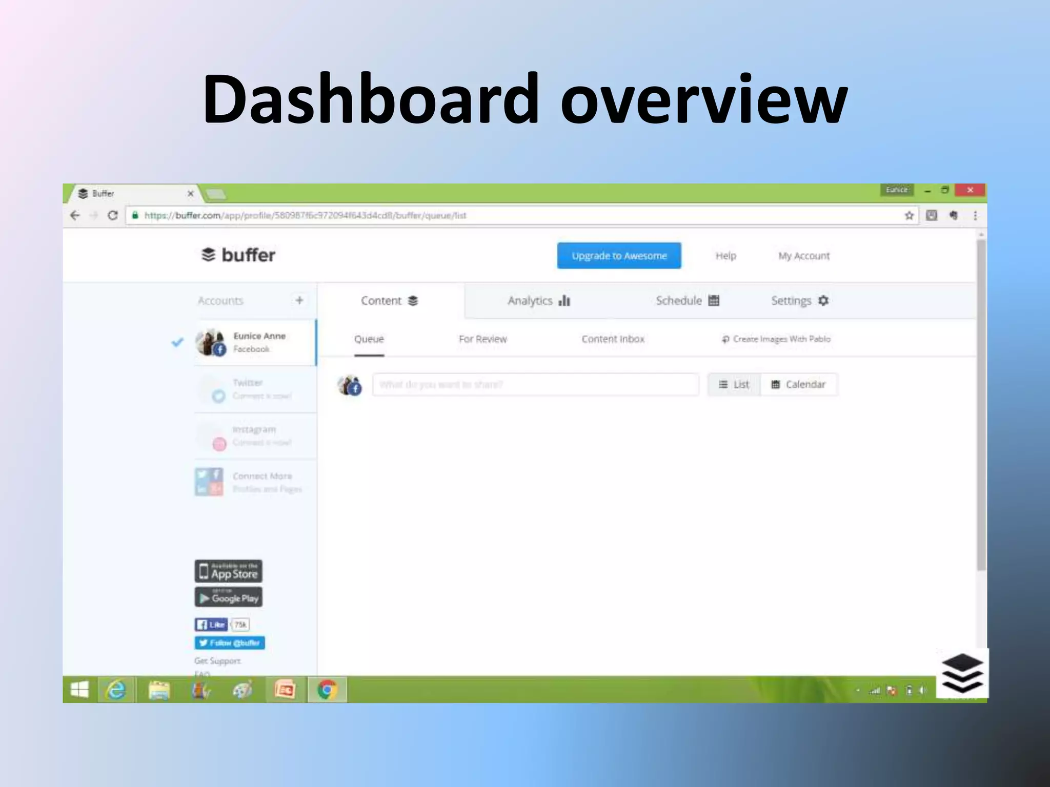 Dashboard overview
 