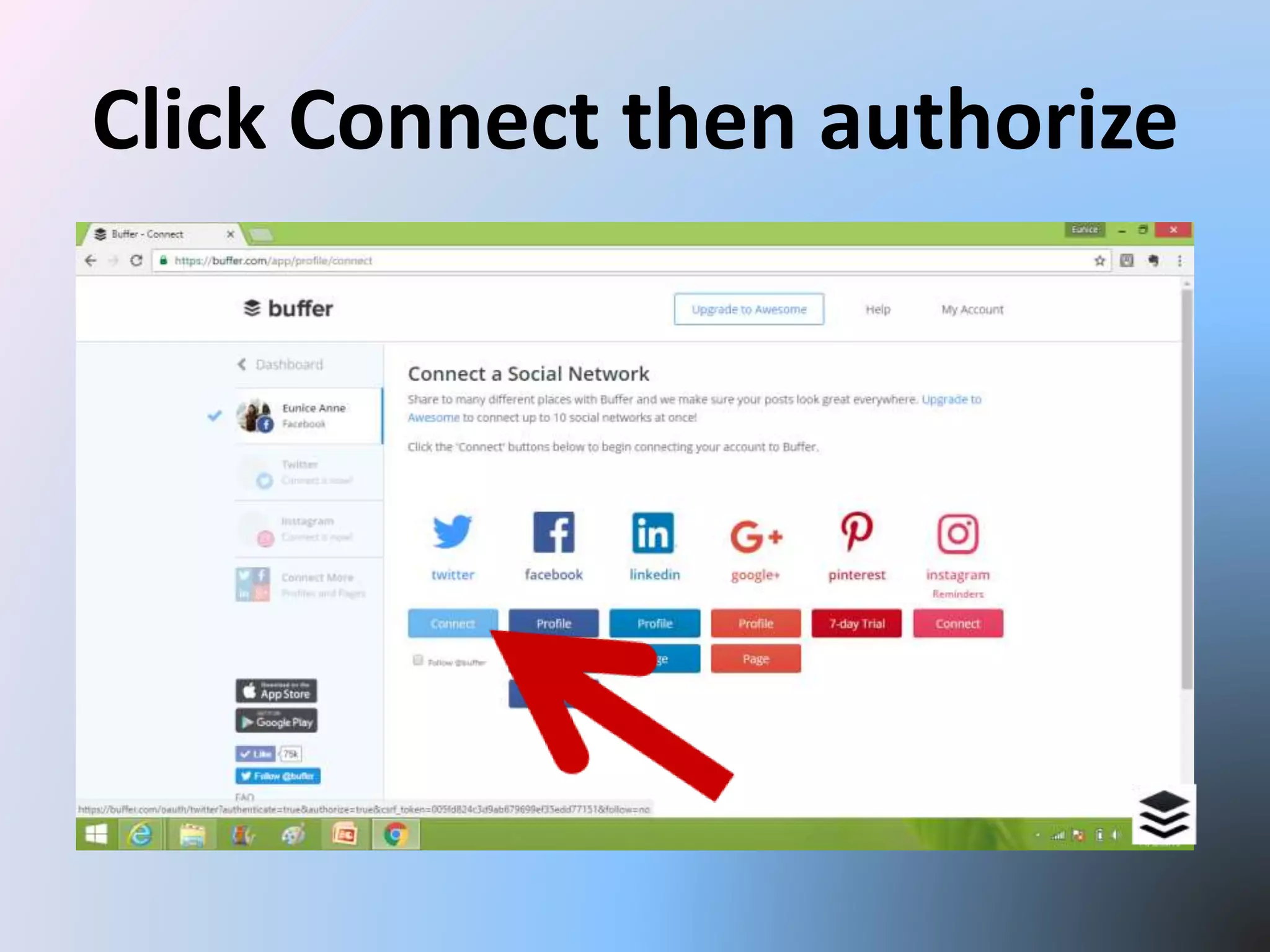 Click Connect then authorize
 