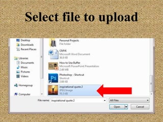 Select file to upload
 