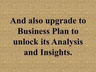 And also upgrade
to Business Plan to
unlock its Analysis
and Insights.
 