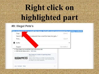 Right click on
highlighted part
 