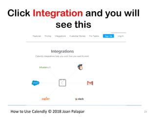 23How to Use Calendly © 2018 Joan Palapar
Click Integration and you will
see this
 