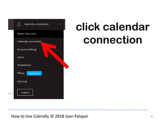 60How to Use Calendly © 2018 Joan Palapar
click calendar
connection
 