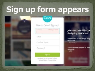 Sign up form appears
 