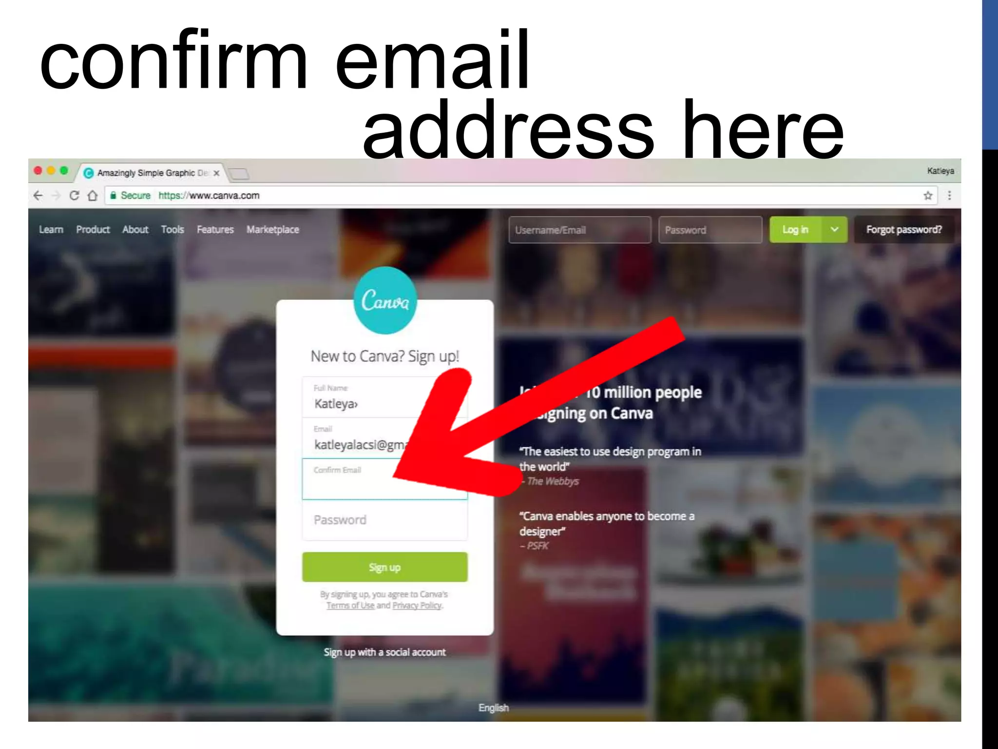 confirm email
address here
 
