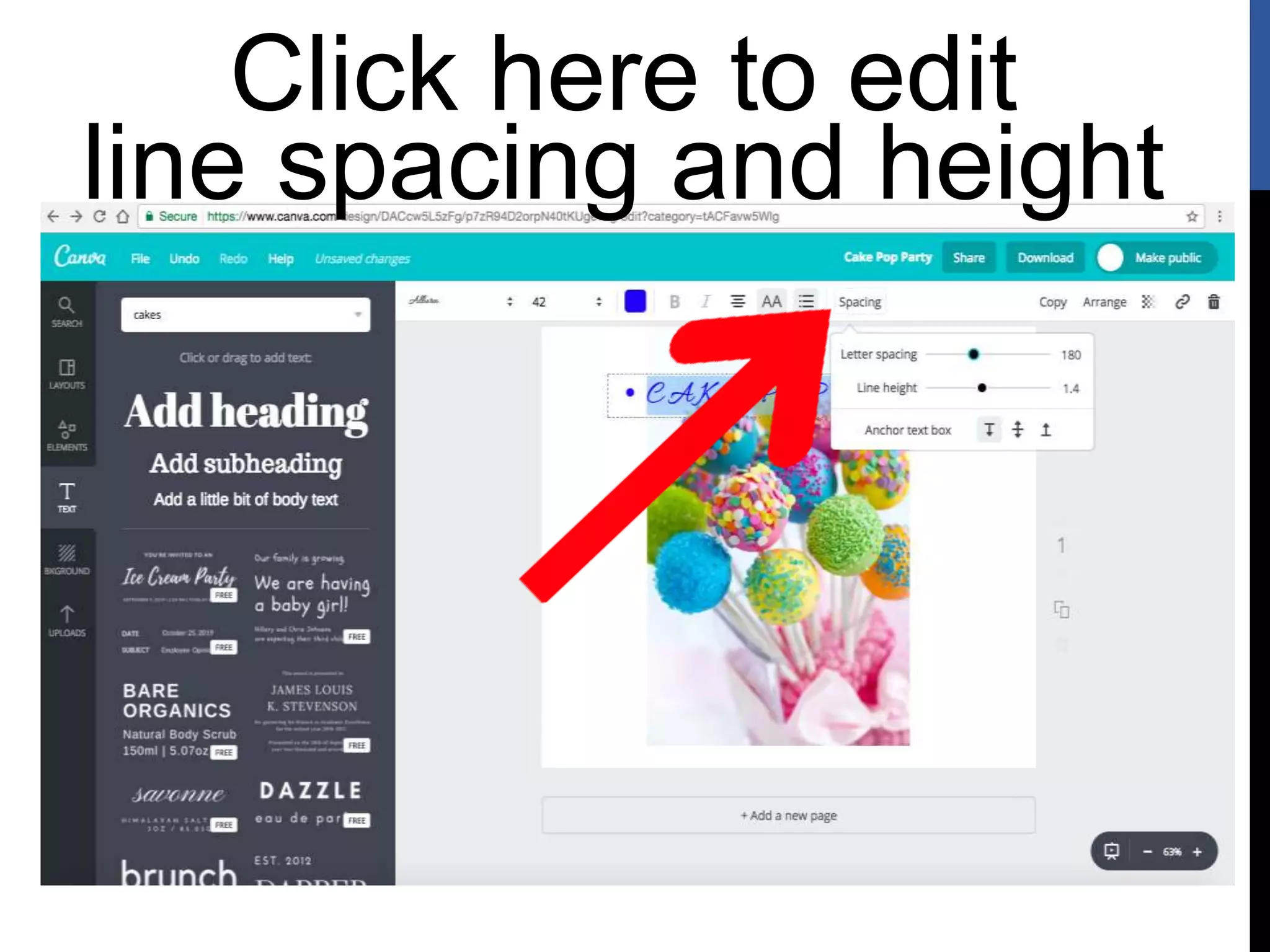 Click here to edit
line spacing and height
 