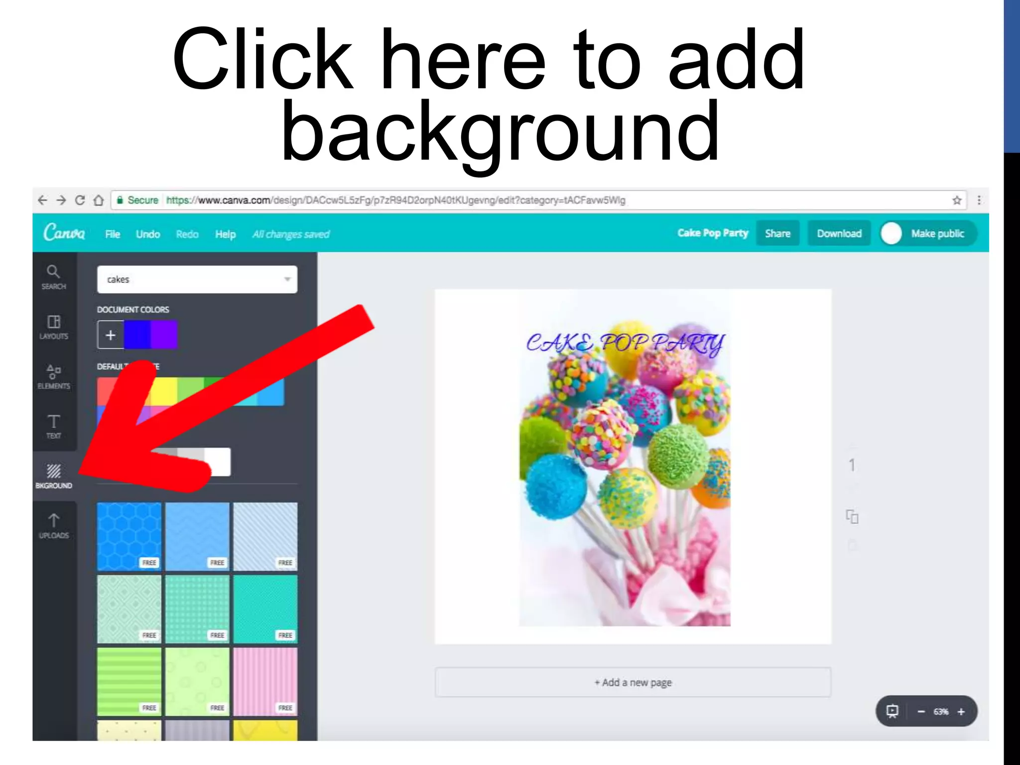 Click here to add
background
 