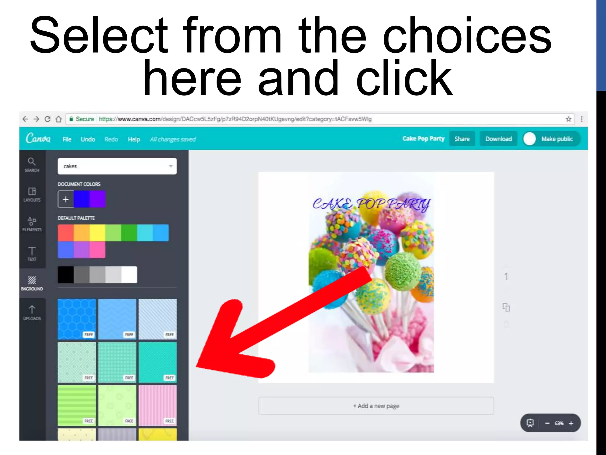 Select from the choices
here and click
 