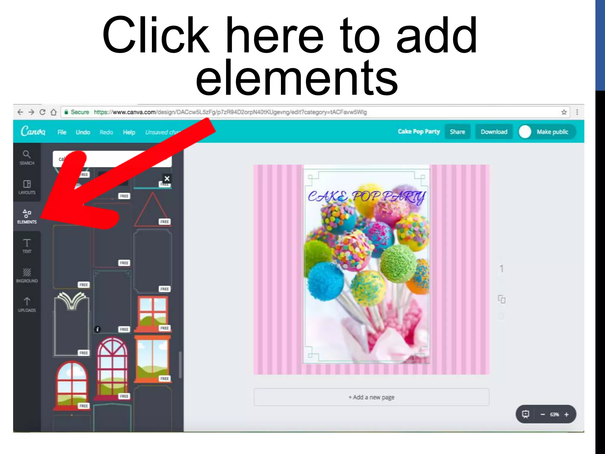 Click here to add
elements
 