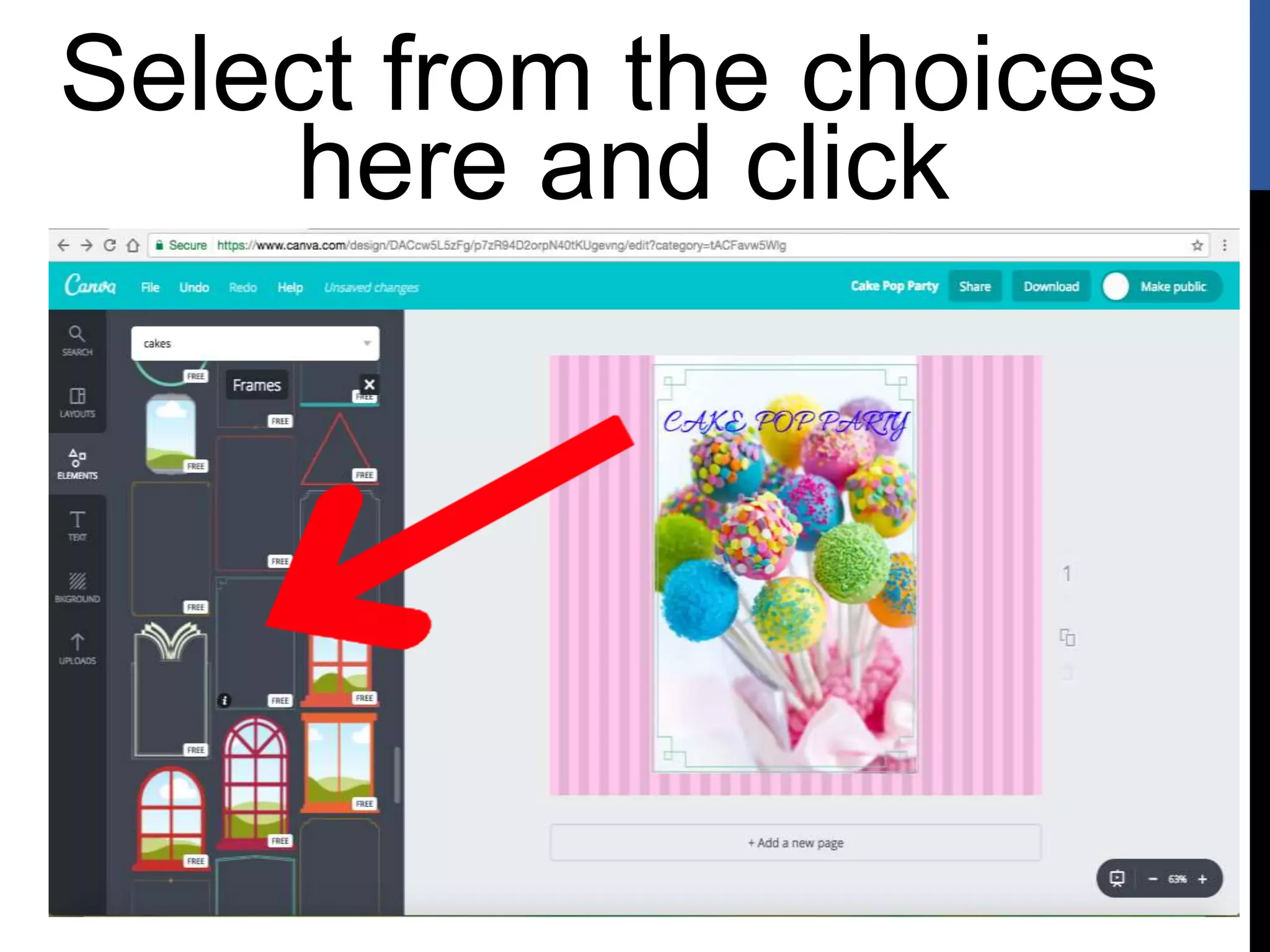 Select from the choices
here and click
 