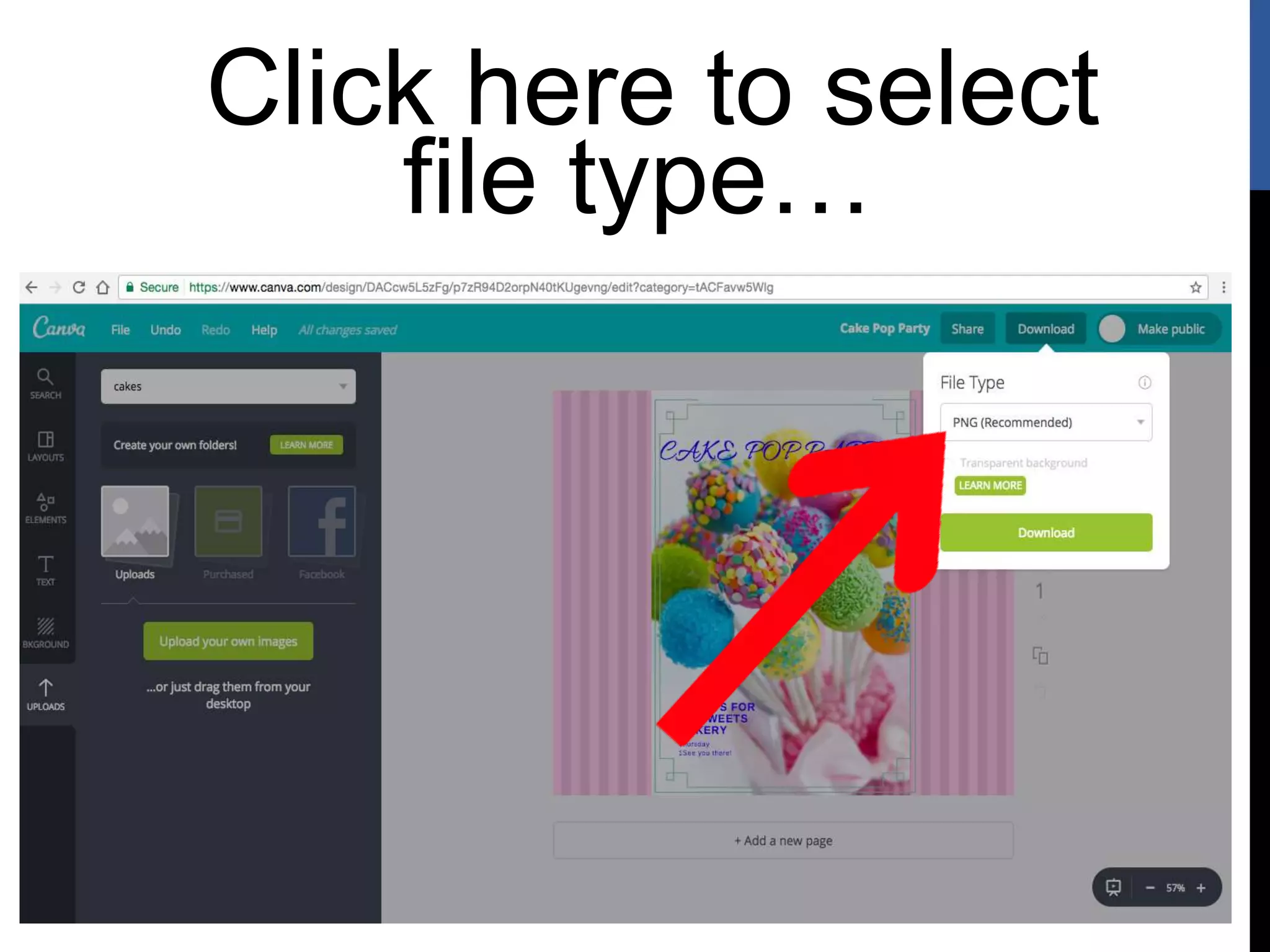 Click here to select
file type…
 
