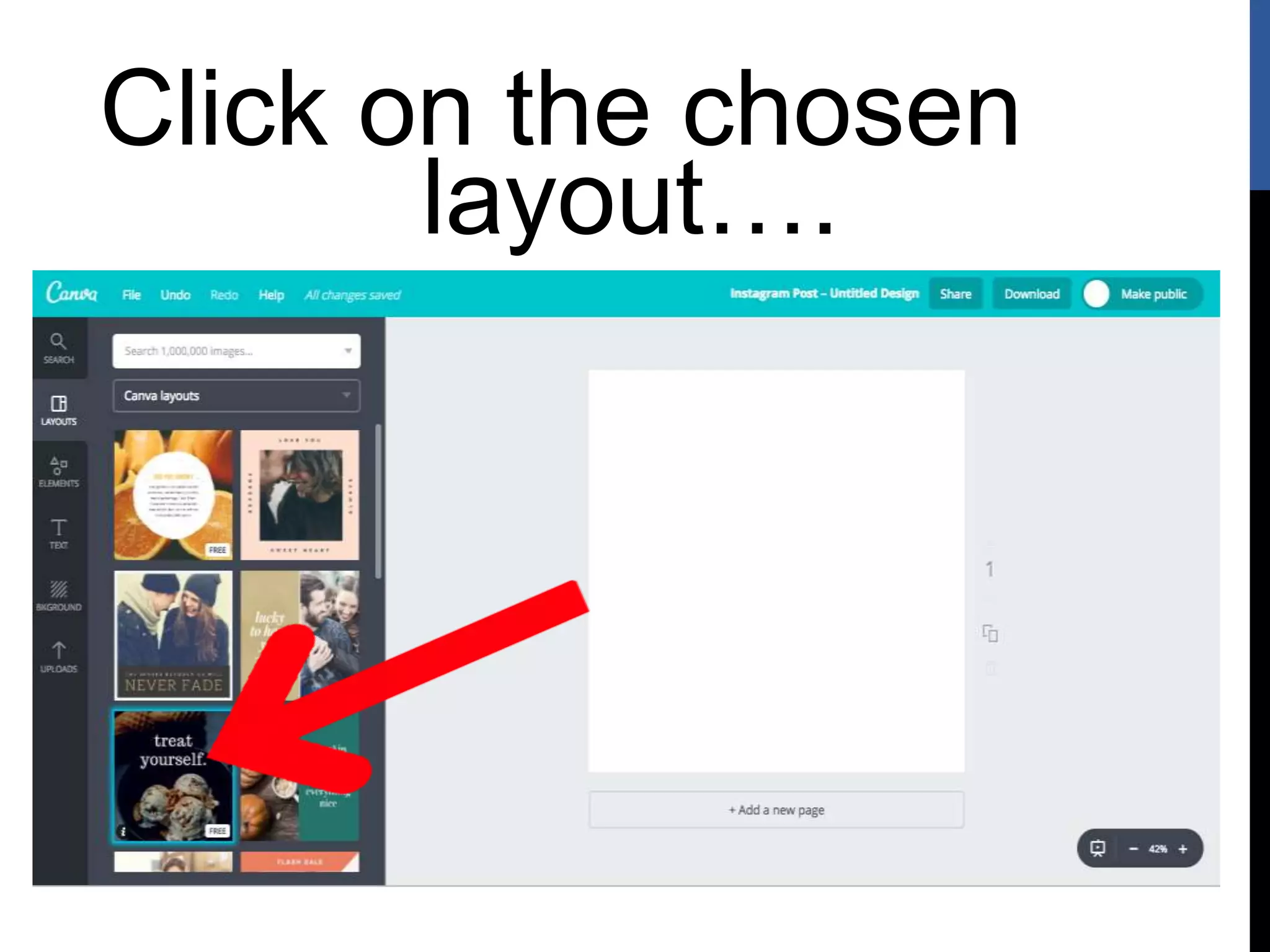 Click on the chosen
layout….
 