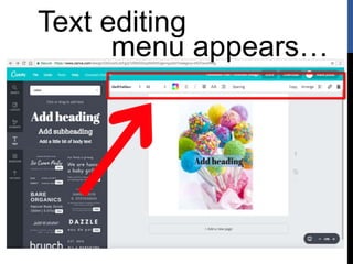 Text editing
menu appears…
 
