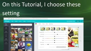 On this Tutorial, I choose these
setting
 