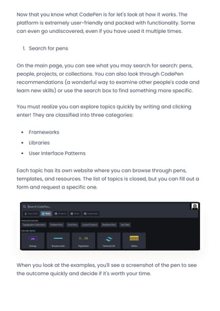 How to Use CodePen - Learn with us! | PDF
