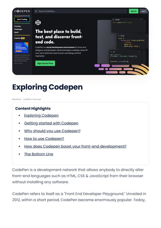 How to Use CodePen - Learn with us! | PDF | Web Design and HTML | Internet