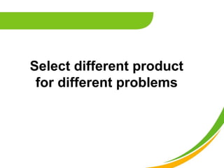 Select different product
 for different problems
 