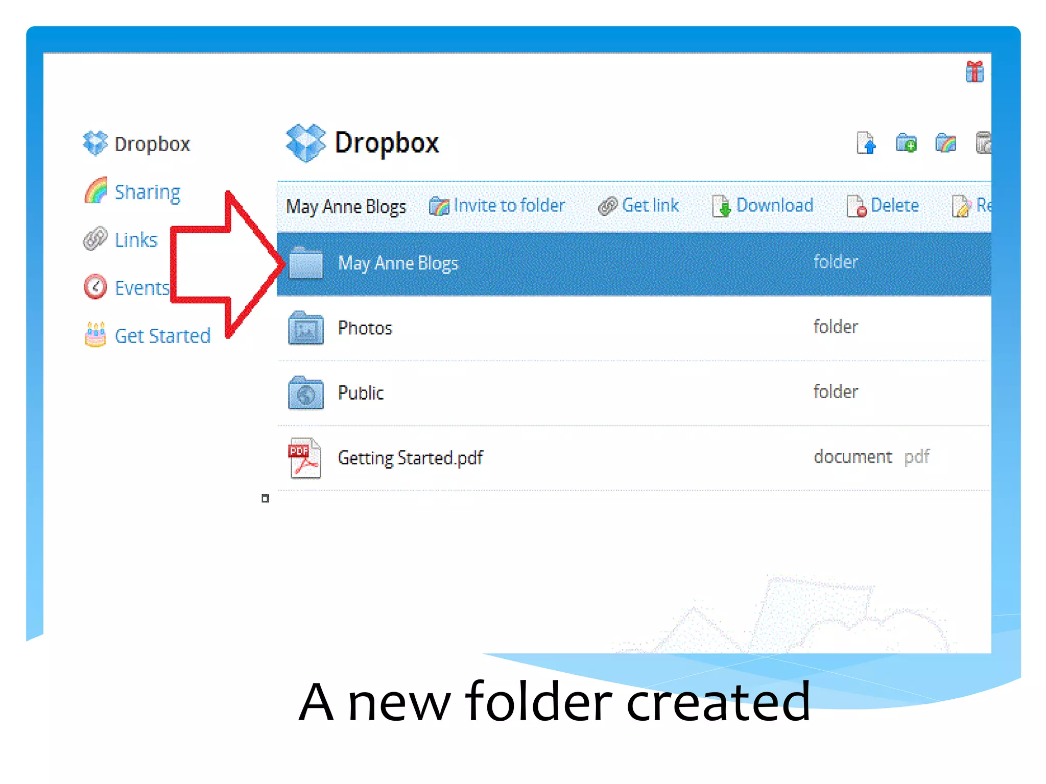 A new folder created
 