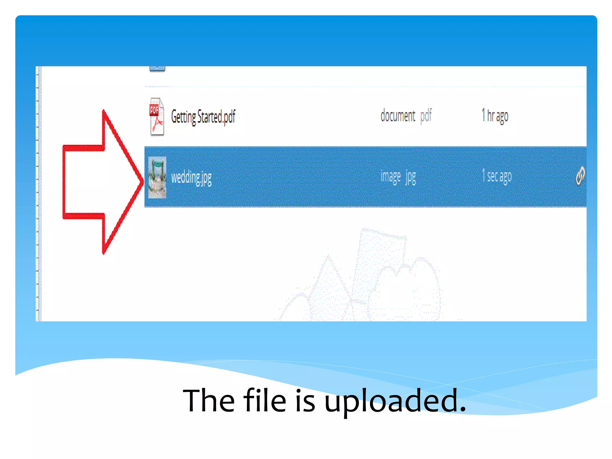 The file is uploaded.
 
