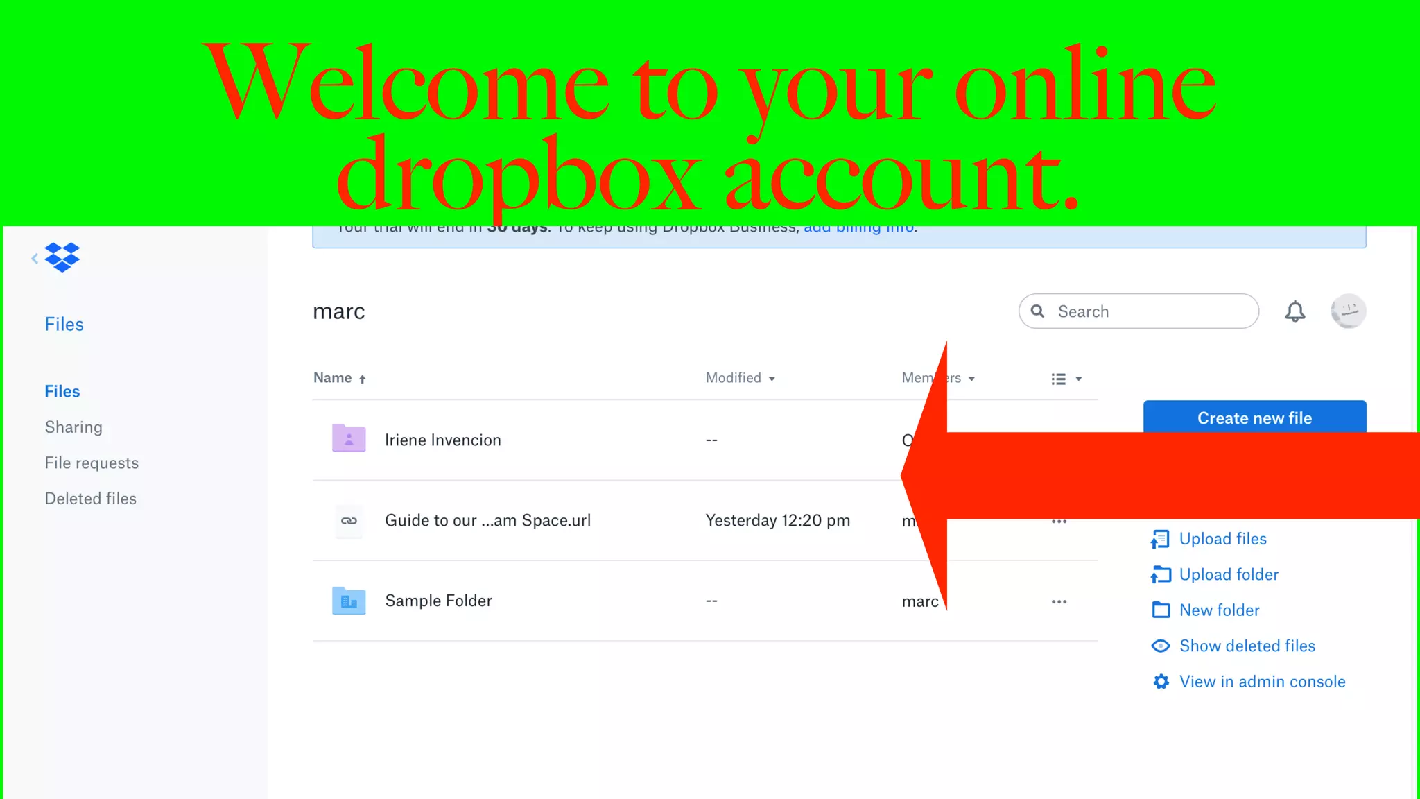 Welcome to your online
dropbox account.
57
 